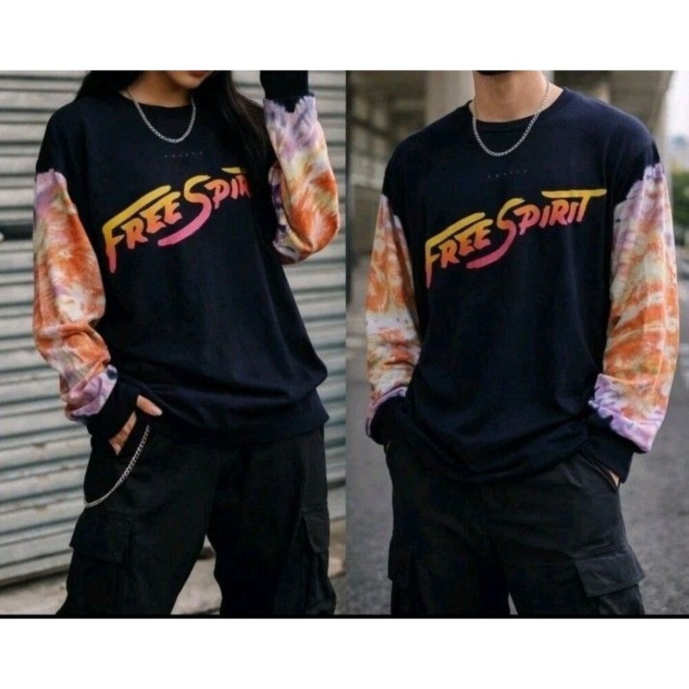 Khalid Free Spirit Music Soul Band Tee Navy Blue T-Shirt Long Sleeve Top Medium